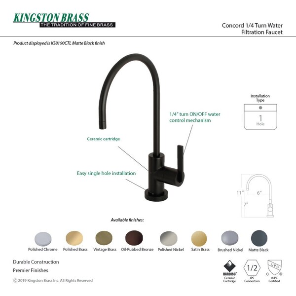 KS8193CTL 1/4 Turn Water Filtration Faucet, Antique Brass
